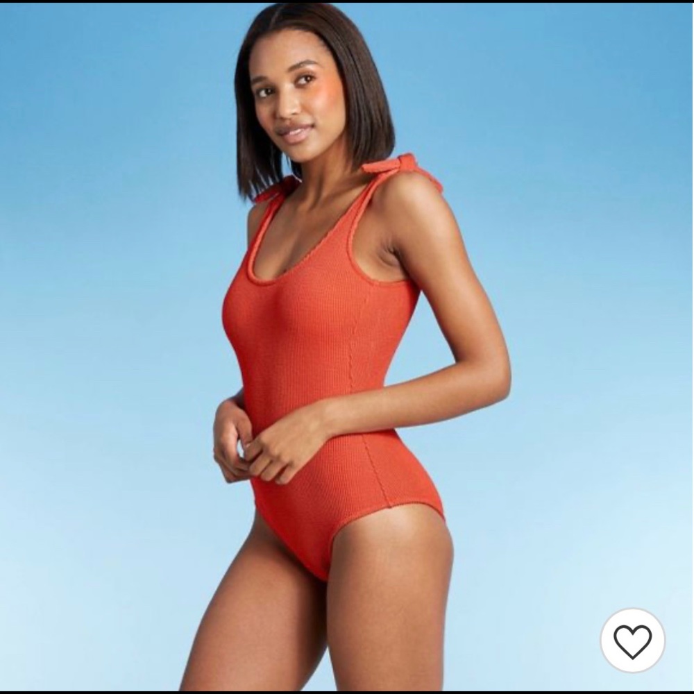 Orange one-piece swimsuit